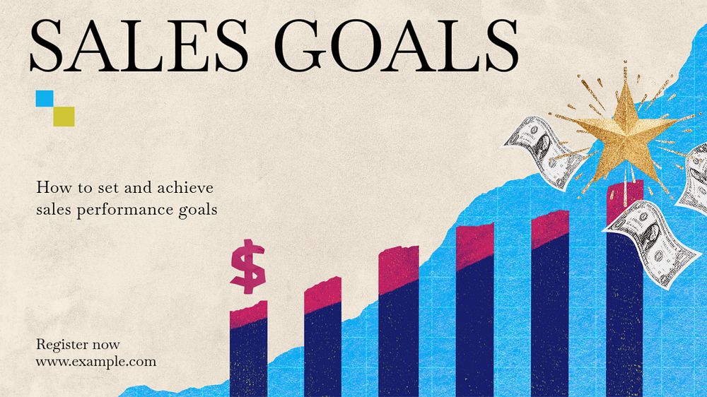 Sales goals blog banner template, editable text & design