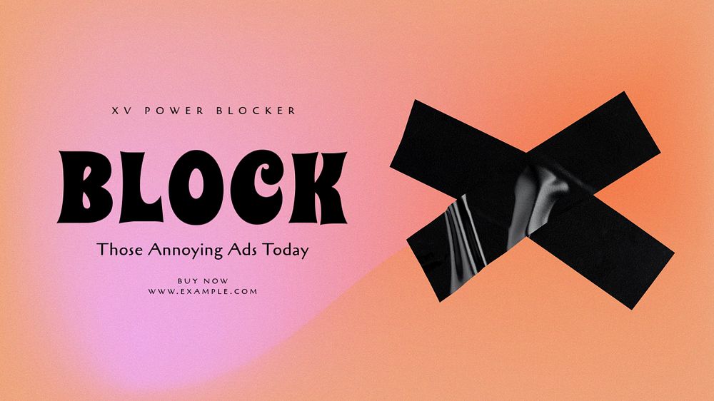 Block ads blog banner template, editable text & design