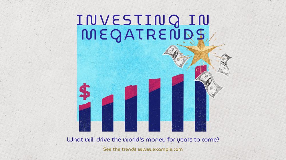 Investing in megatrends blog banner template, editable text & design