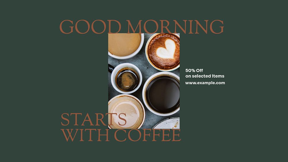 Online coffee store blog banner template, editable design