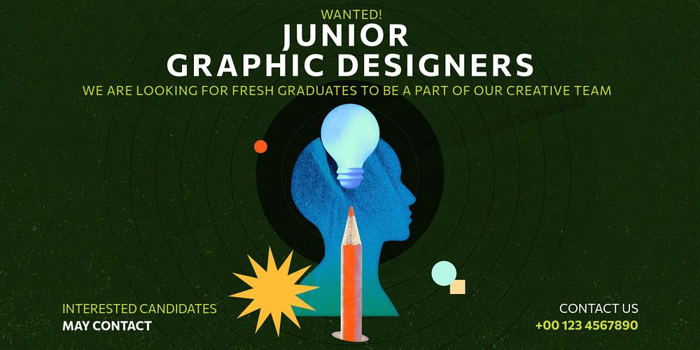 Junior graphic designer Twitter ad template, customizable design