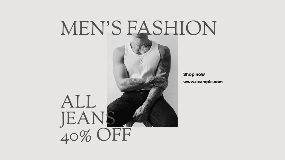 Men's fashion blog banner template, editable design