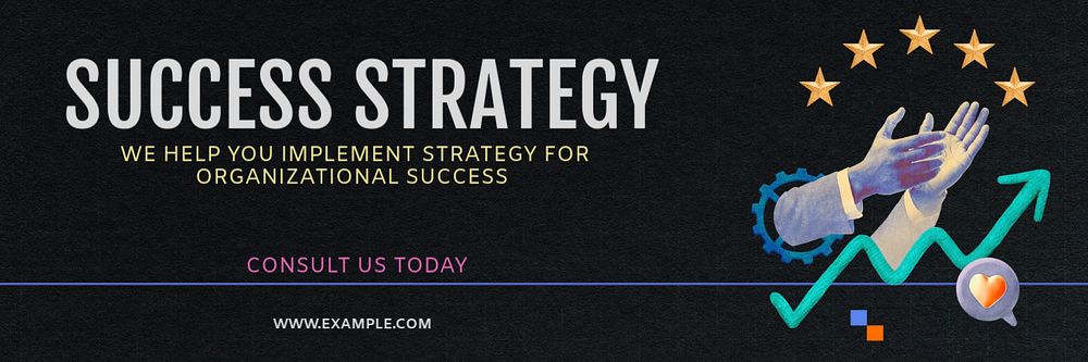 Success strategy email header template, editable text & design