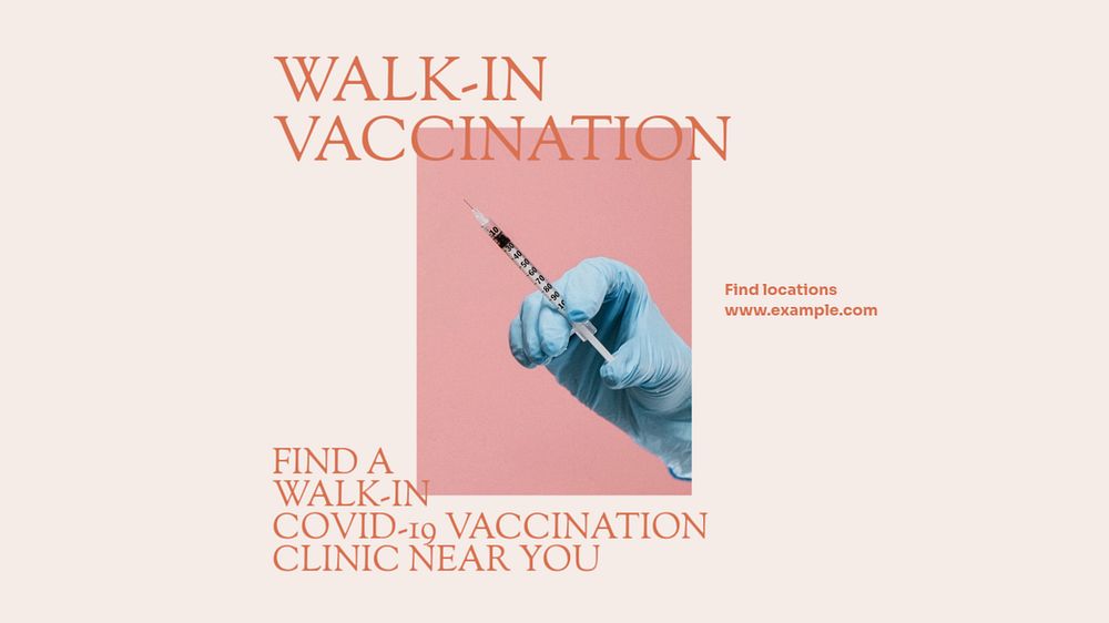 Walk-in vaccination blog banner template, editable design