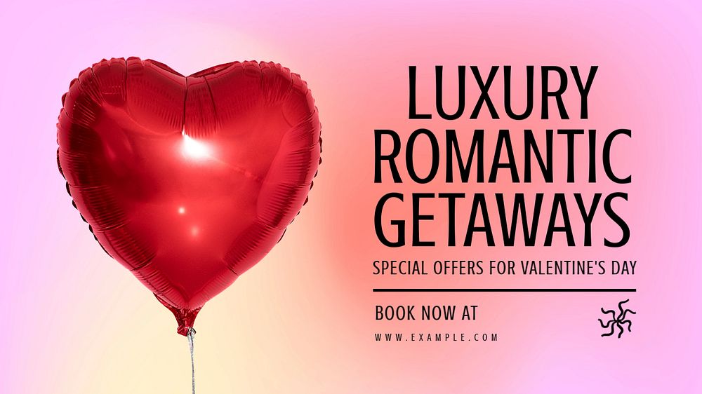 Luxury romantic getaway blog banner template, editable text & design