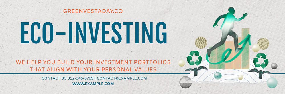 Eco-investing email header template, editable text & design