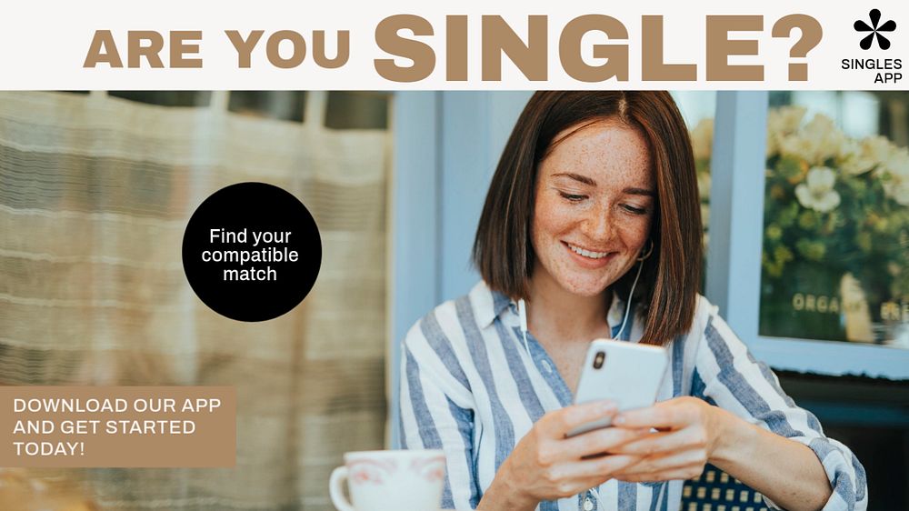 Online dating app blog banner template, editable design