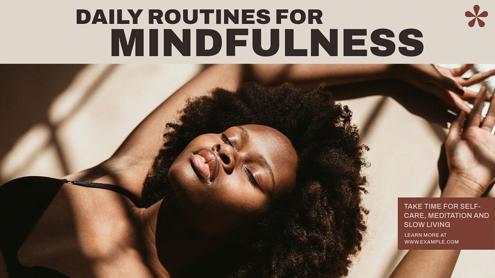 Mindfulness routines blog banner template, editable design