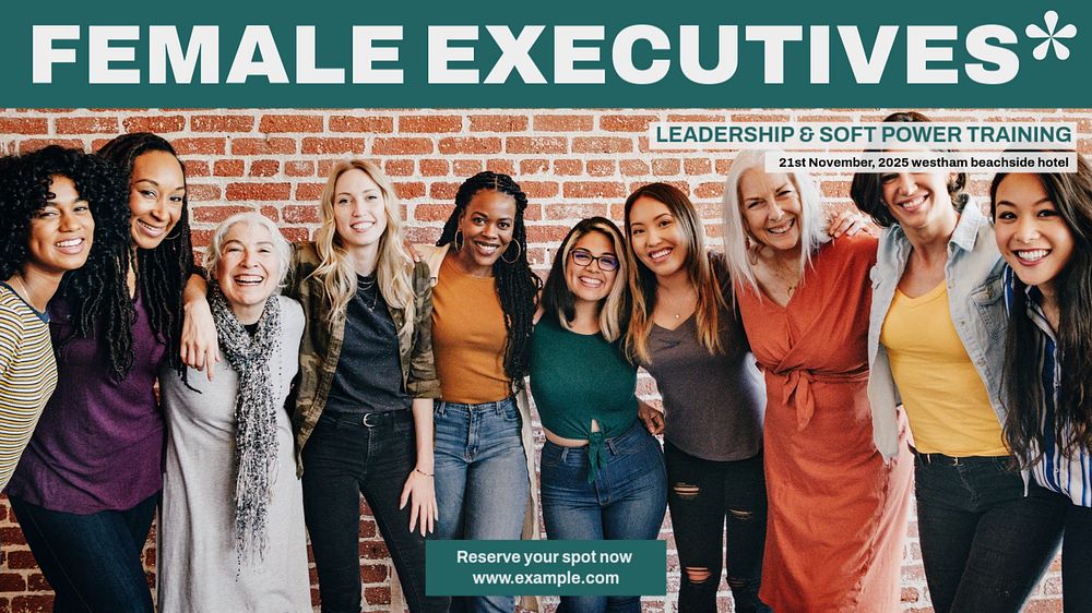 Female executives blog banner template, editable design