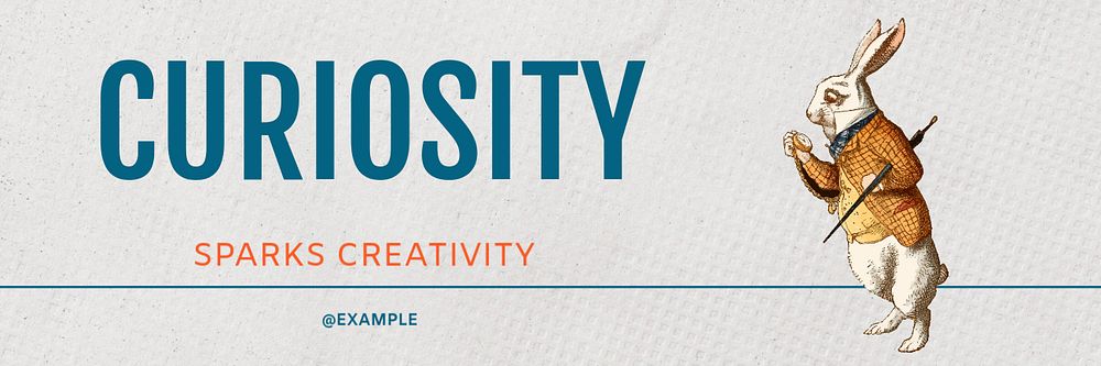 Curiosity email header template, editable text & design