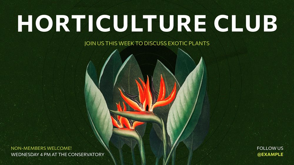 Horticulture club blog banner template, editable text & design