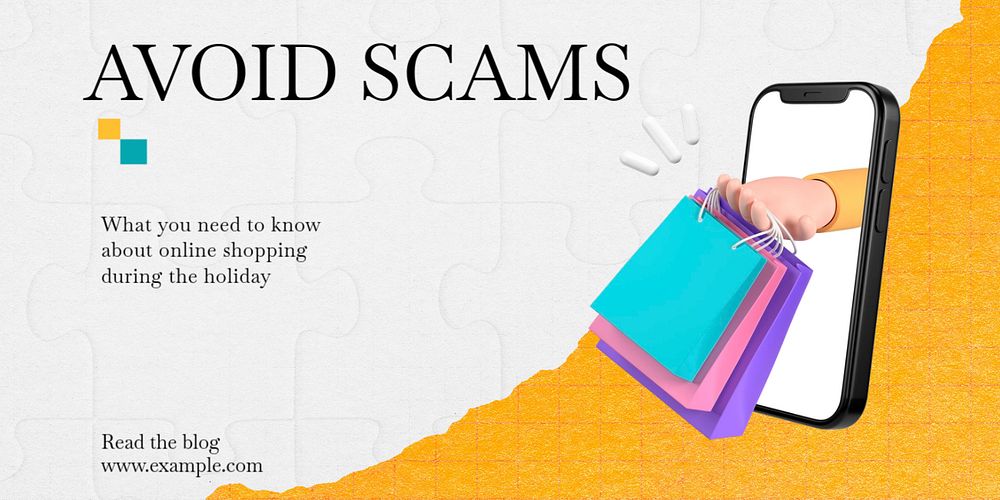 Avoid scams Twitter ad template, customizable design