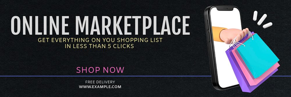 Online marketplace email header template, editable text & design