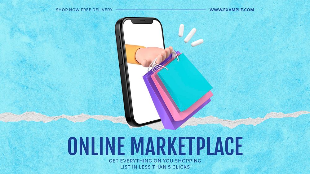 Online marketplace blog banner template, editable text & design