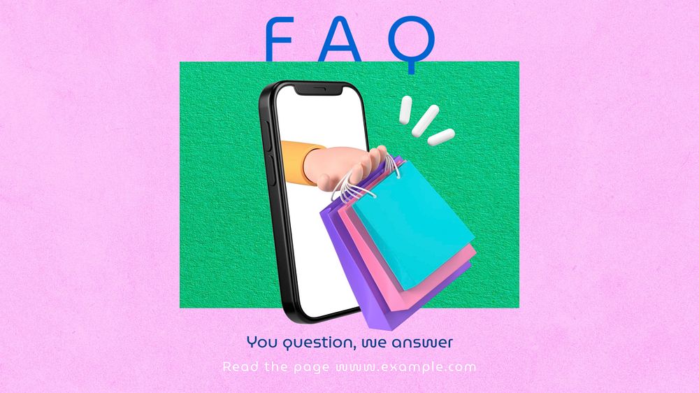 FAQ blog banner template, editable text & design