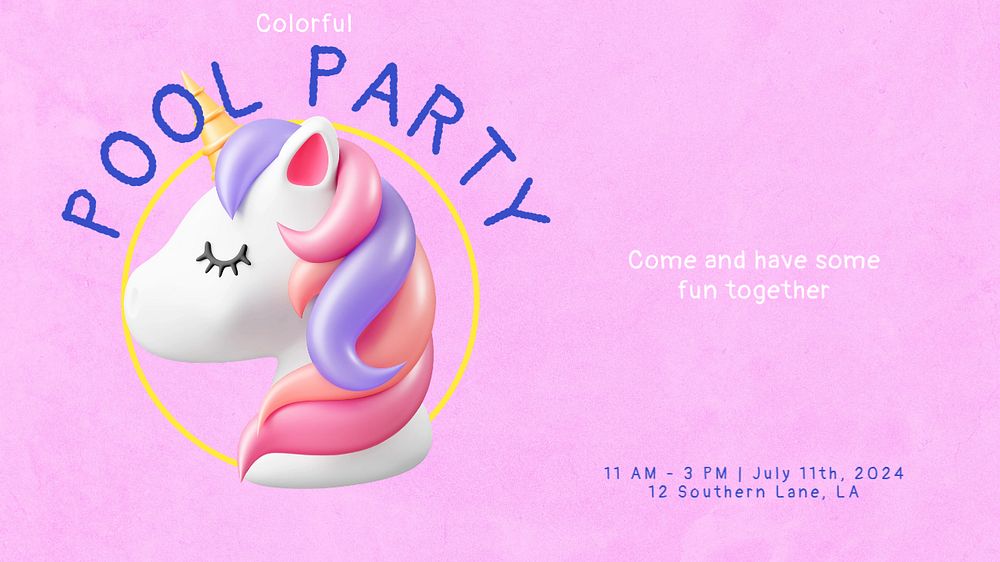 Pool party invitation blog banner template, editable text & design