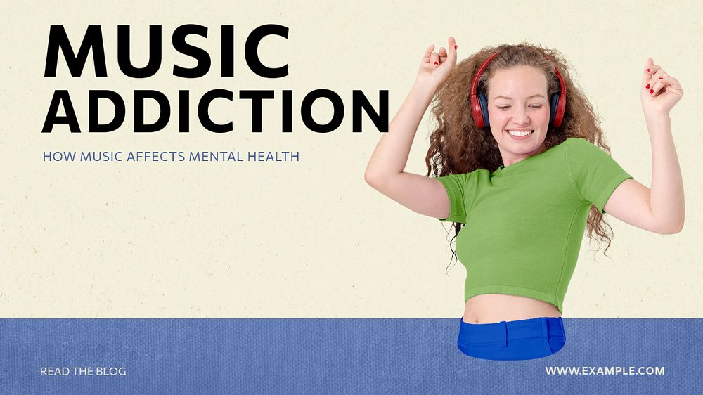 Music addiction blog banner template, editable text & design