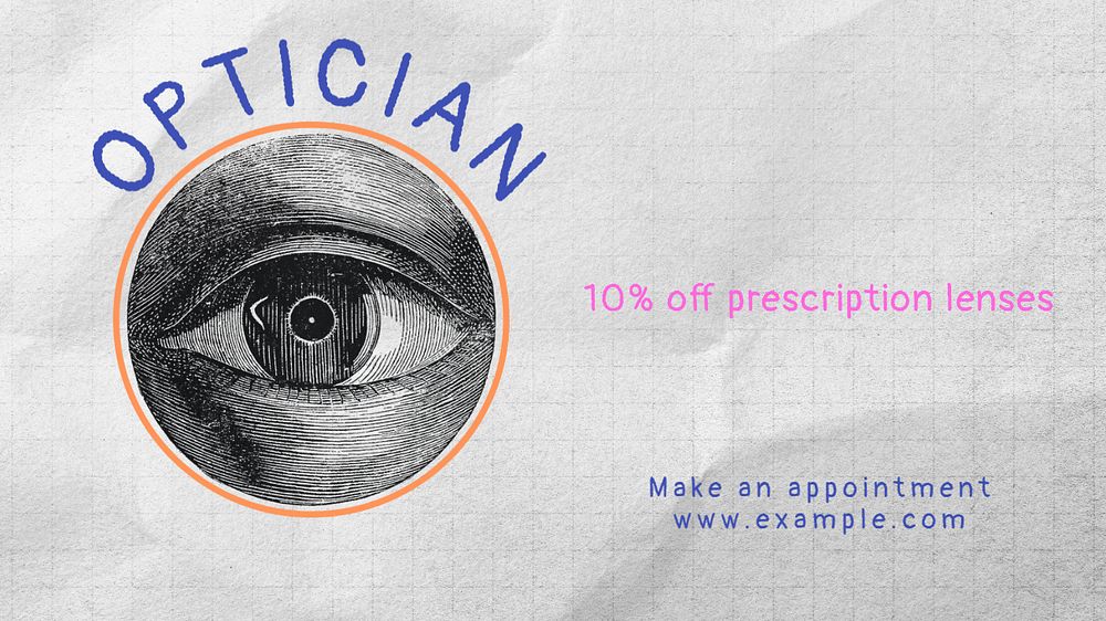 Optician blog banner template, editable text & design