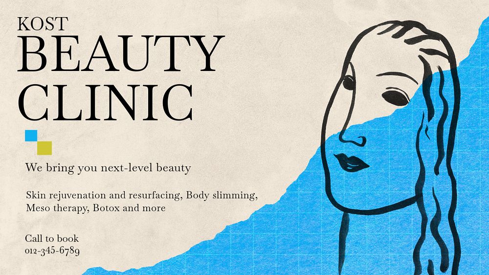 Beauty clinic blog banner template, editable text & design