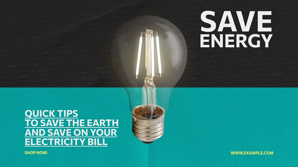 Save energy blog banner template, editable text & design