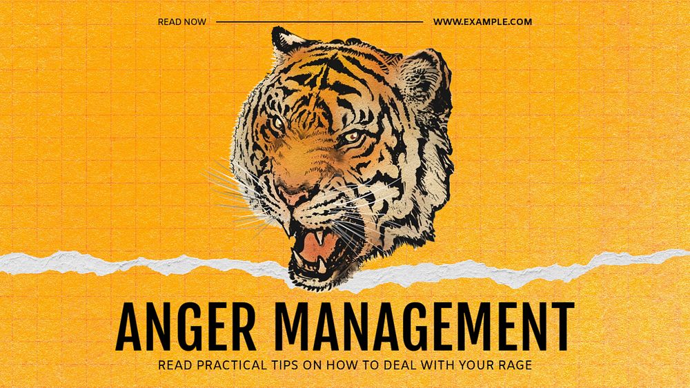 Anger management blog banner template, editable text & design