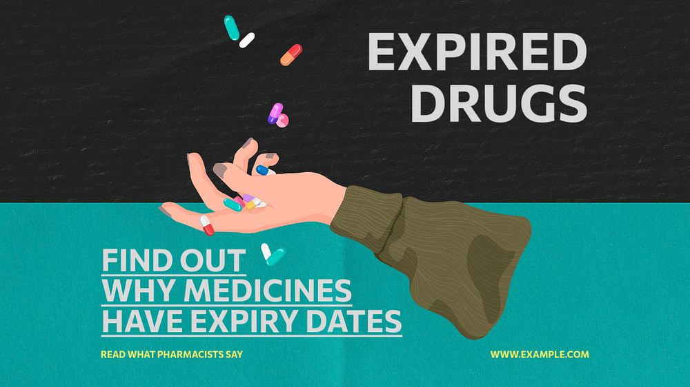 Expired drug blog banner template, editable text & design