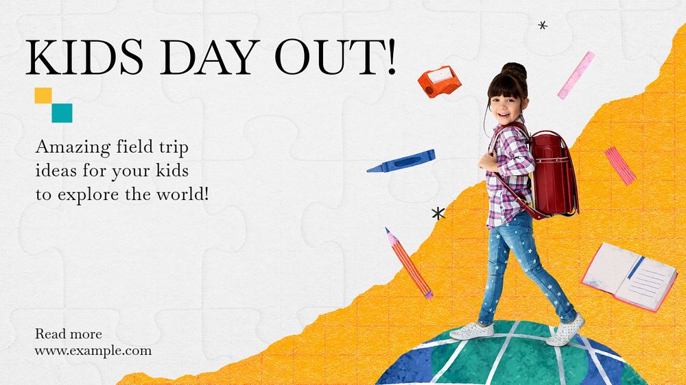 Field trip blog banner template, editable text & design