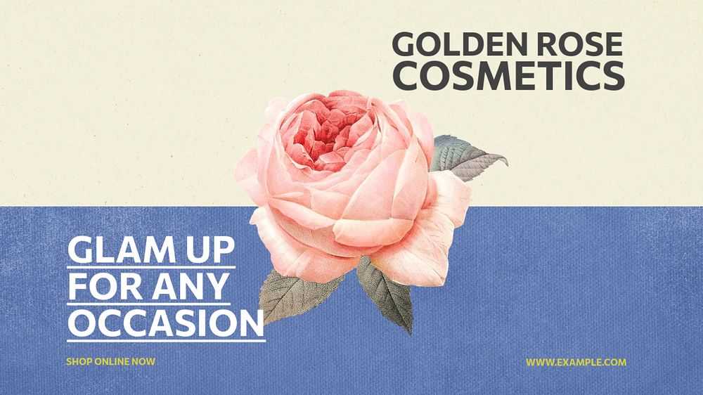 Rose cosmetics blog banner template, editable text & design