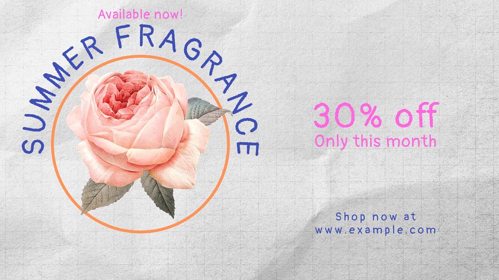 Summer fragrance blog banner template, editable text & design