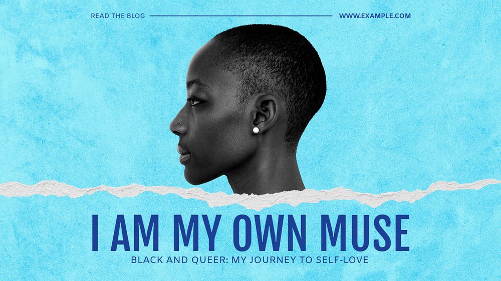 Black and queer blog banner template, editable text & design