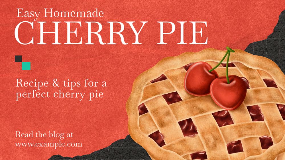 Cherry pie blog banner template, editable text & design