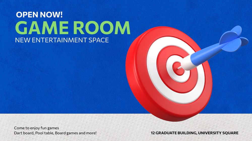 Game room blog banner template, editable text & design