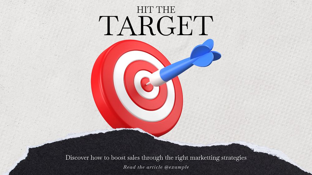 Sales target article blog banner template, editable text & design