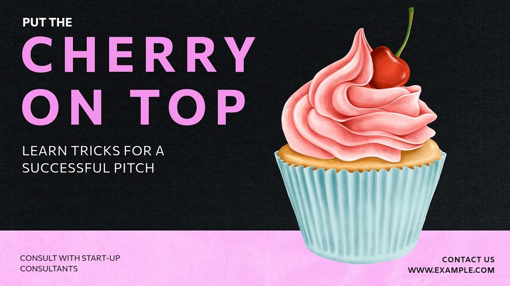 Cherry on top blog banner template, editable text & design