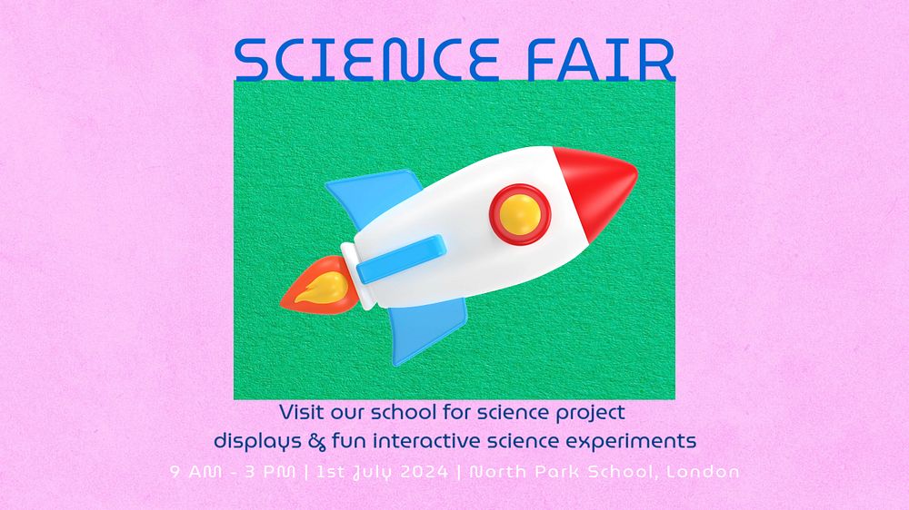 School science fair blog banner template, editable text & design