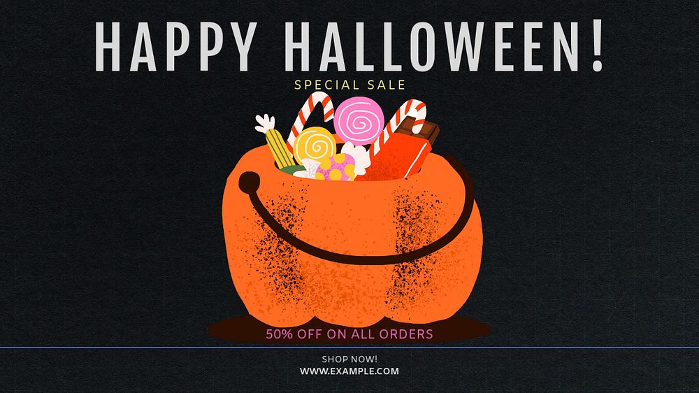 Halloween sale blog banner template, editable text & design