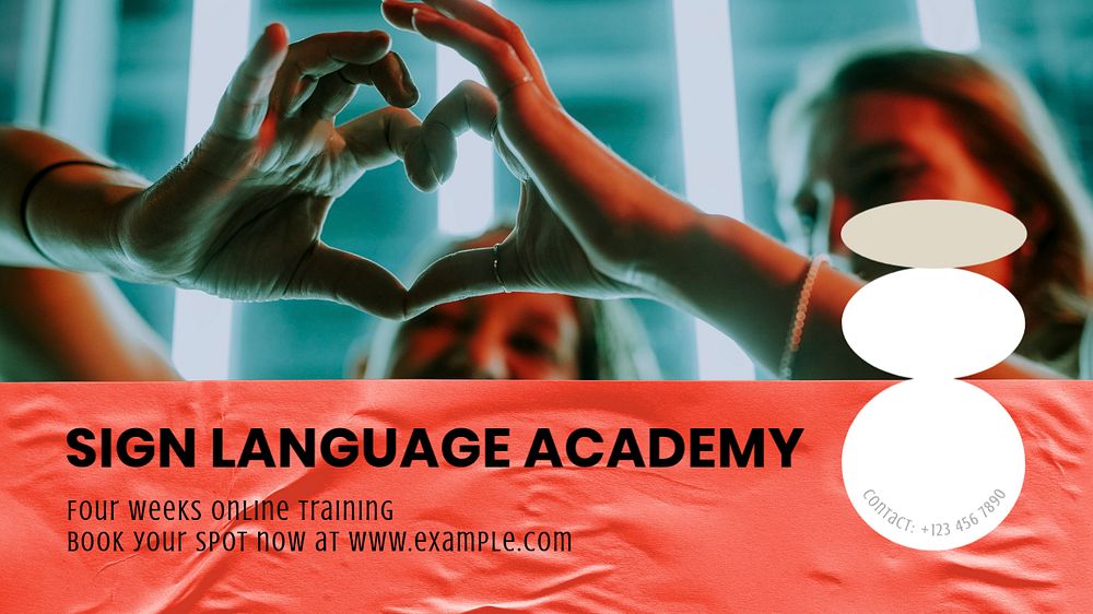 Sign language academy blog template, editable colorful design