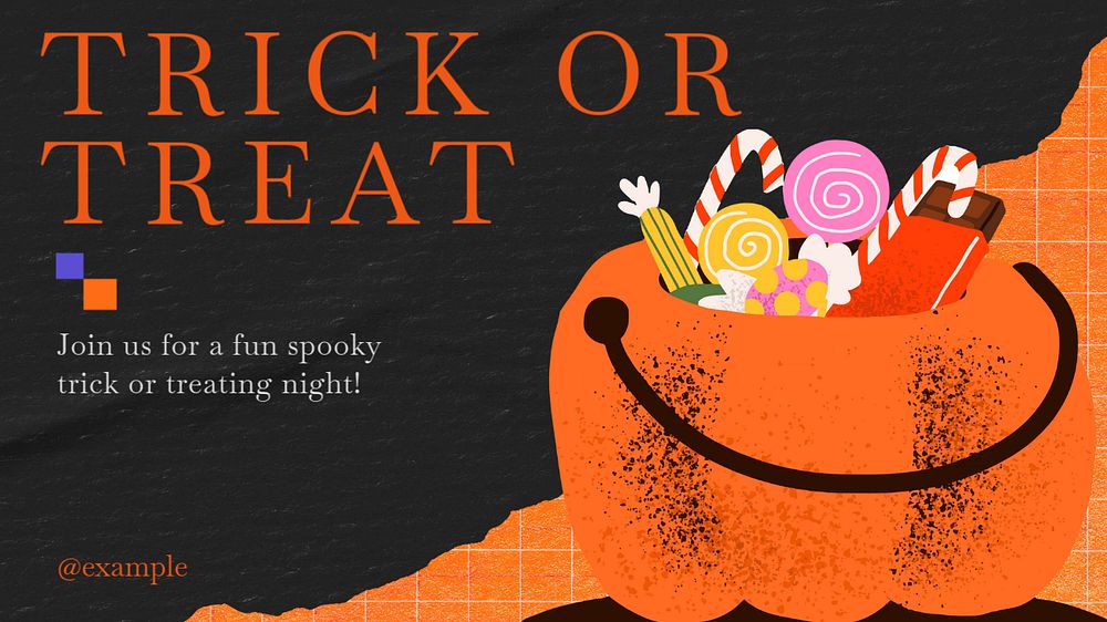 Trick or treat blog banner template, editable text & design