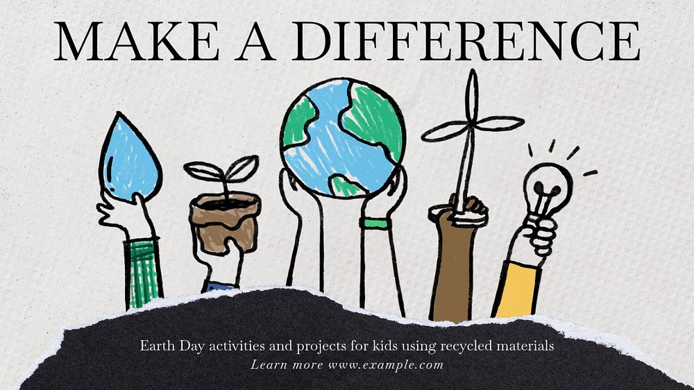 Earth Day activities blog banner template, editable text & design