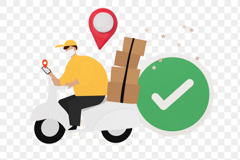 Parcel delivery man element, editable shipping service collage design