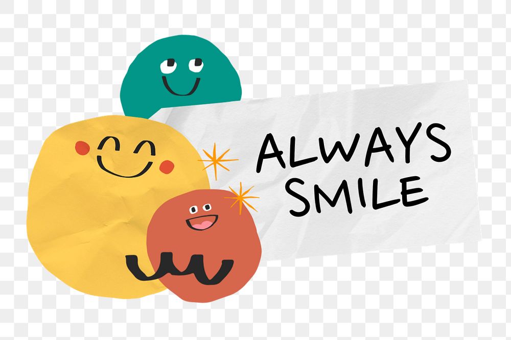 Wrinkled emoticon element, editable always smile word design