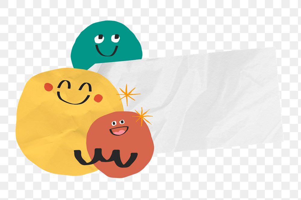 Emoji doodle wrinkled paper element, editable design