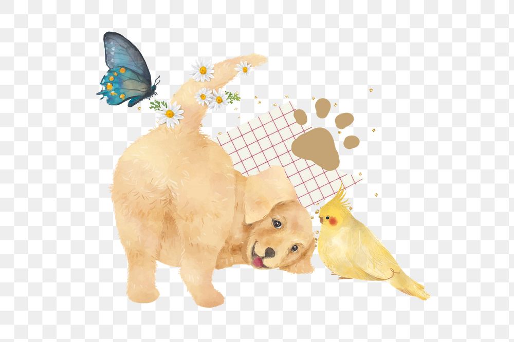 Playful Golden Retriever element, editable pet collage design