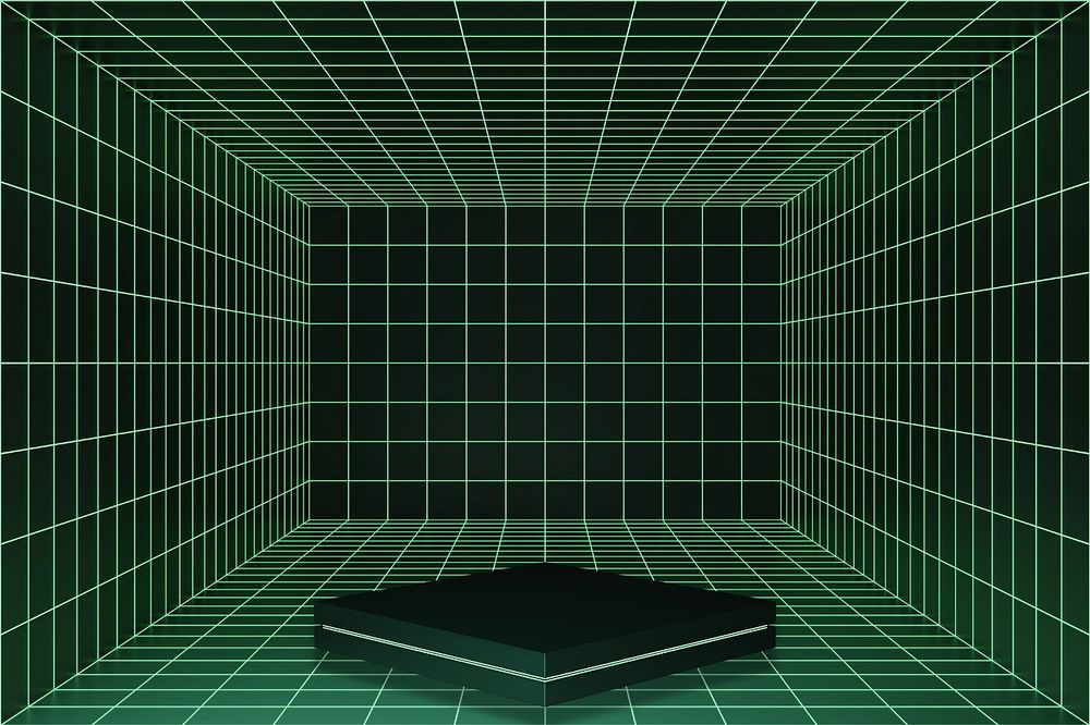 Green futuristic grid product background, 3D podium illustration, editable design