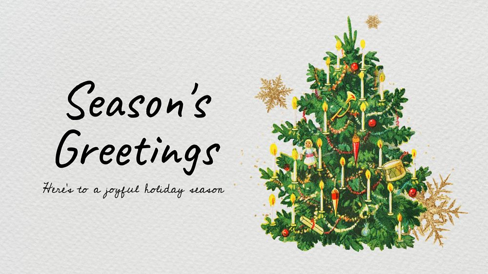 Season's greetings blog banner template, editable Christmas tree design