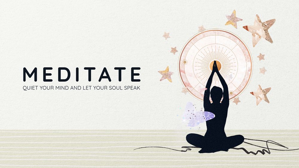 Meditation wellness blog banner template, editable design