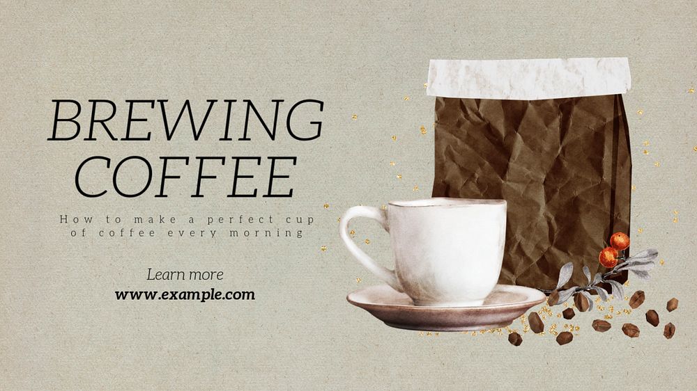 Brewing coffee blog banner template, editable design