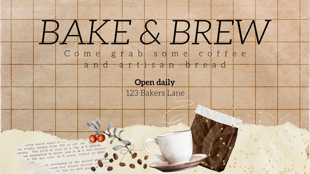 Bakery aesthetic blog banner template, editable design