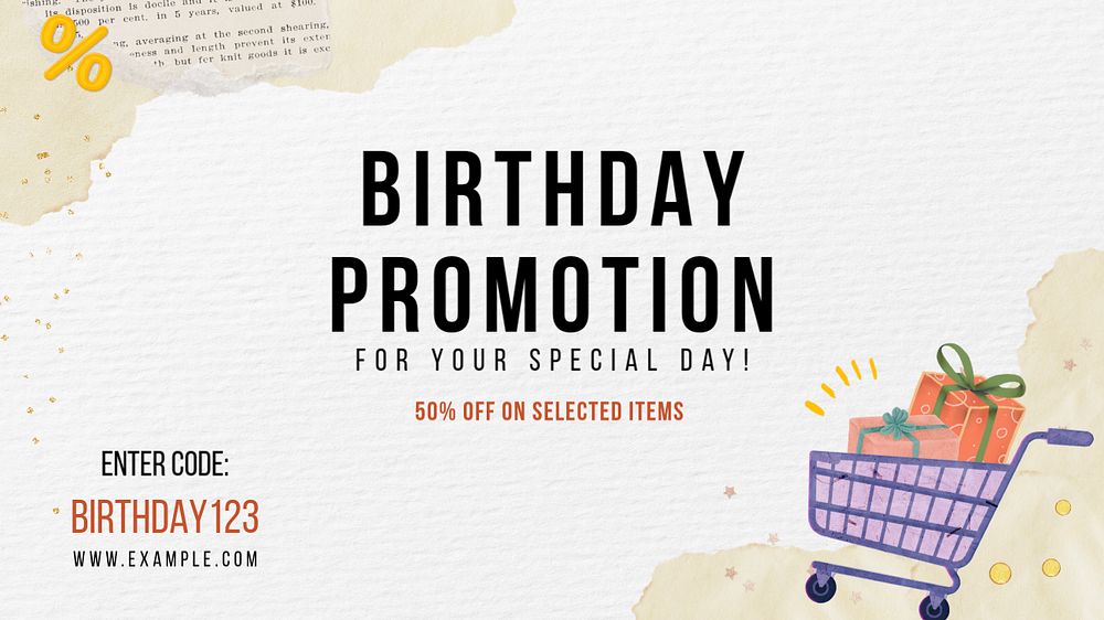 Birthday promotion YouTube thumbnail template, editable design