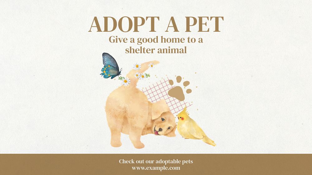 Pet adoption YouTube thumbnail template, editable design